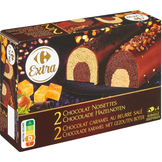 BUCHETTES GLACEES CHOCOLAT NOISETTES ET CHOCOLAT CARAMEL AU BEURRE SALE EXTRA 310G