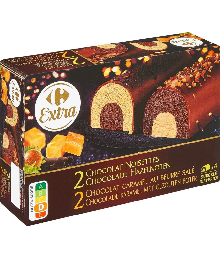 BUCHETTES GLACEES CHOCOLAT NOISETTES ET CHOCOLAT CARAMEL AU BEURRE SALE EXTRA 310G