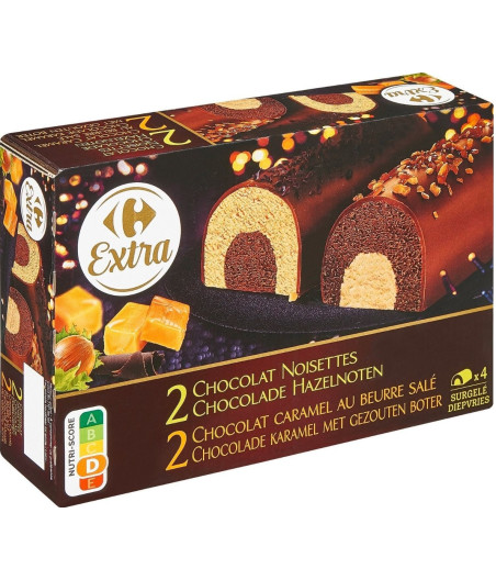 BUCHETTES GLACEES CHOCOLAT NOISETTES ET CHOCOLAT CARAMEL AU BEURRE SALE EXTRA 310G