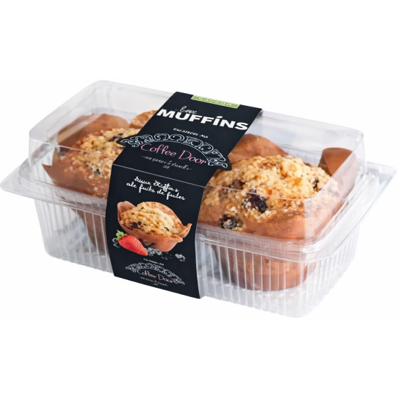 MUFFINS A LA CONFITURE DE FRAISE ET AUS MYRTILLES  LES 2PIECES 240G