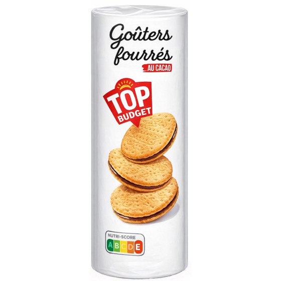 BISCUITS FOURRÉS TOP BUDGET CHOCOLAT 300G