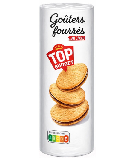 BISCUITS FOURRÉS TOP BUDGET CHOCOLAT 300G