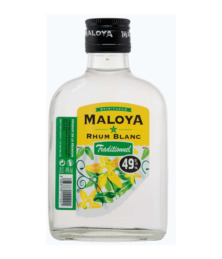 RHUM BLANC TRADITIONNEL REUNIONNAIS MALOYA  20CL