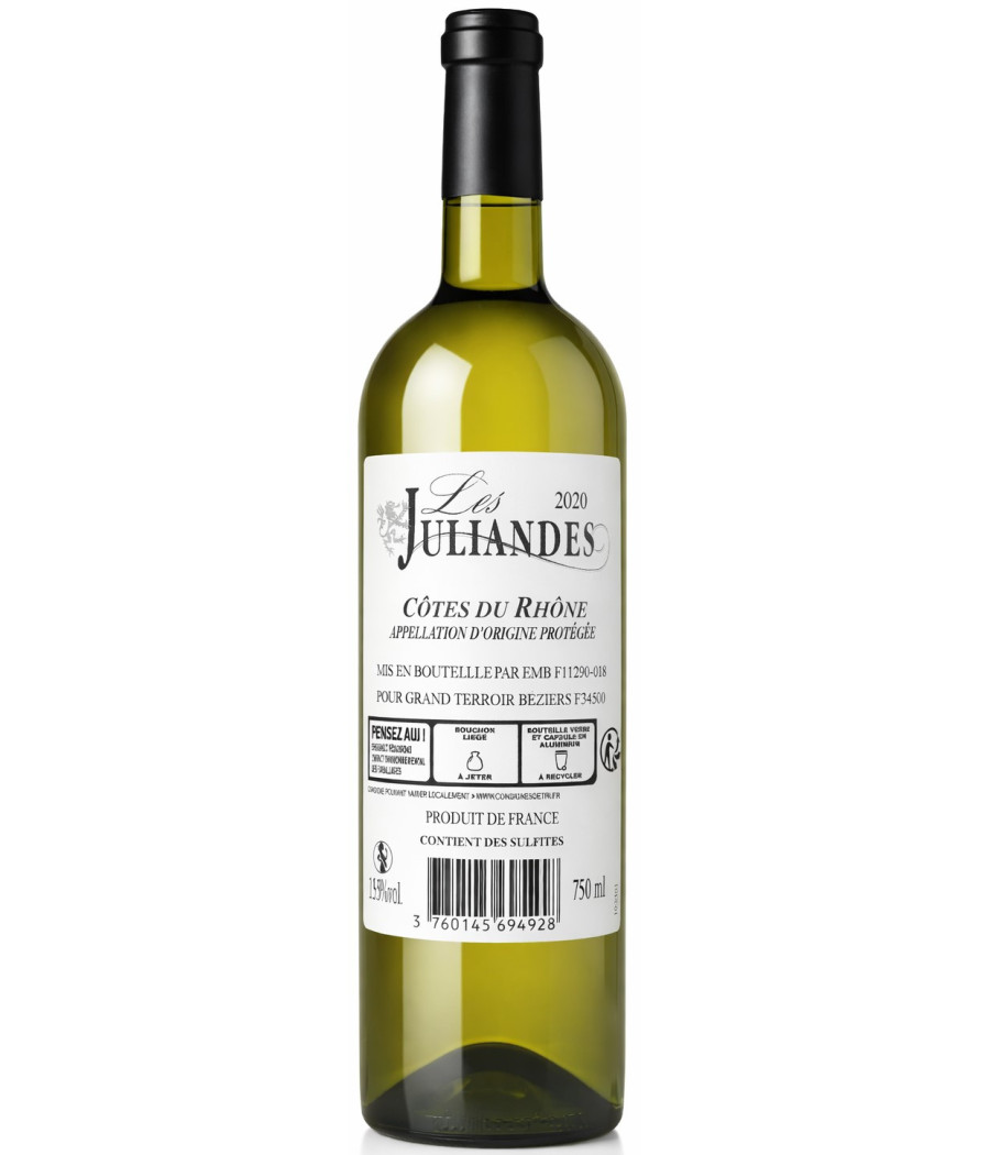VIN ROUGE LES JULIANDES AOP COTE DU RHONE 75CL