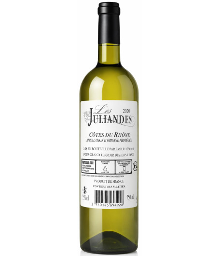 VIN ROUGE LES JULIANDES AOP COTE DU RHONE 75CL