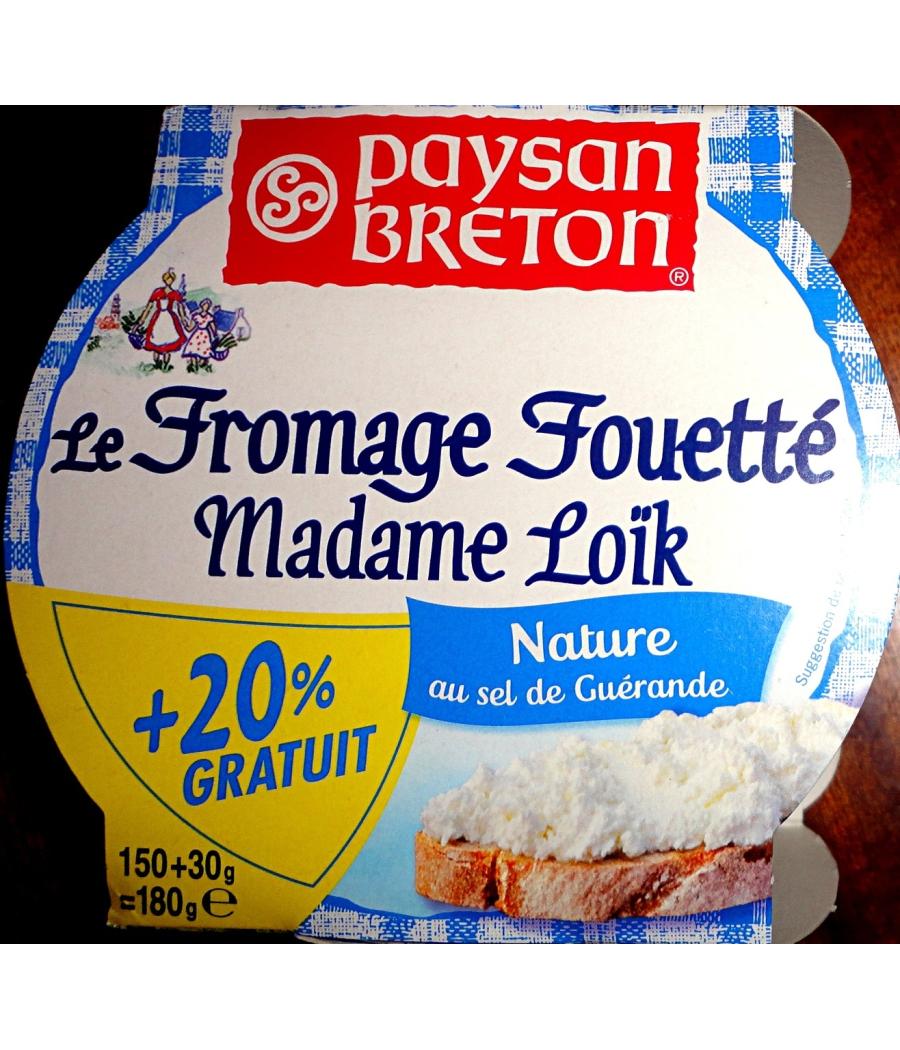 FROMAGE FOUETTE PAYSAN BRETON  MADAME LOIK  AU SEL DE GUERANDE 180G