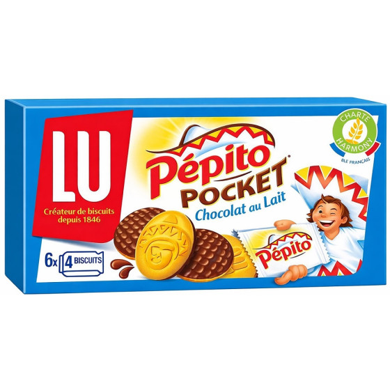 BISCUITS CHOCOLAT AU LAIT PÉPITO POCKET LU 230G