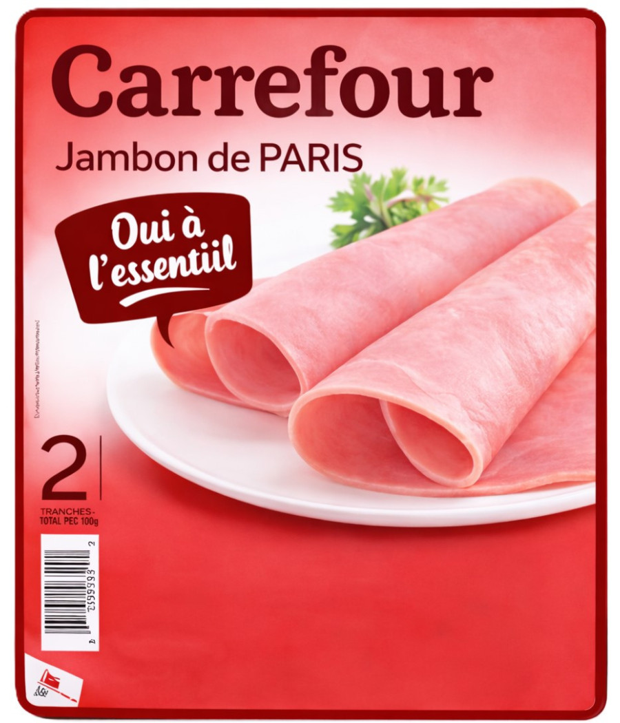 JAMBON DE PARIS CUIT A L'ETOUFFEE CARREFOUR 90G