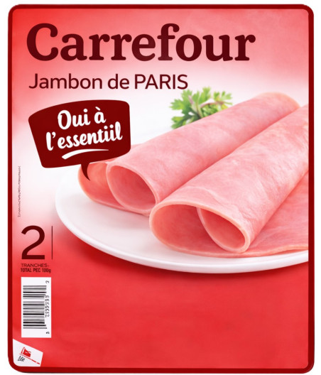 JAMBON DE PARIS CUIT A L'ETOUFFEE CARREFOUR 90G