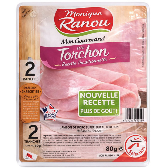 JAMBON DE PORC AU TORCHON MONIQUE RANOU  80G