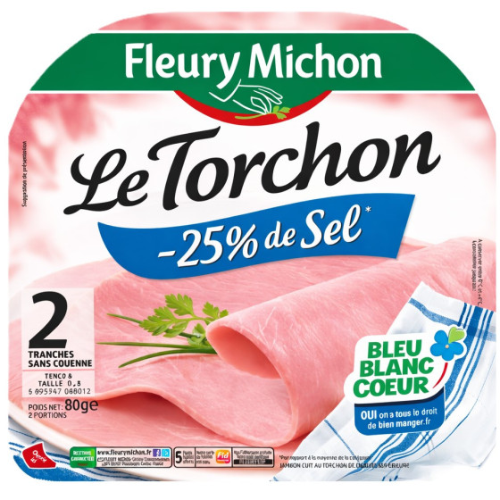 JAMBON CUIT A L'ETOUFFEE DE SEL FLEURY MICHON 80G