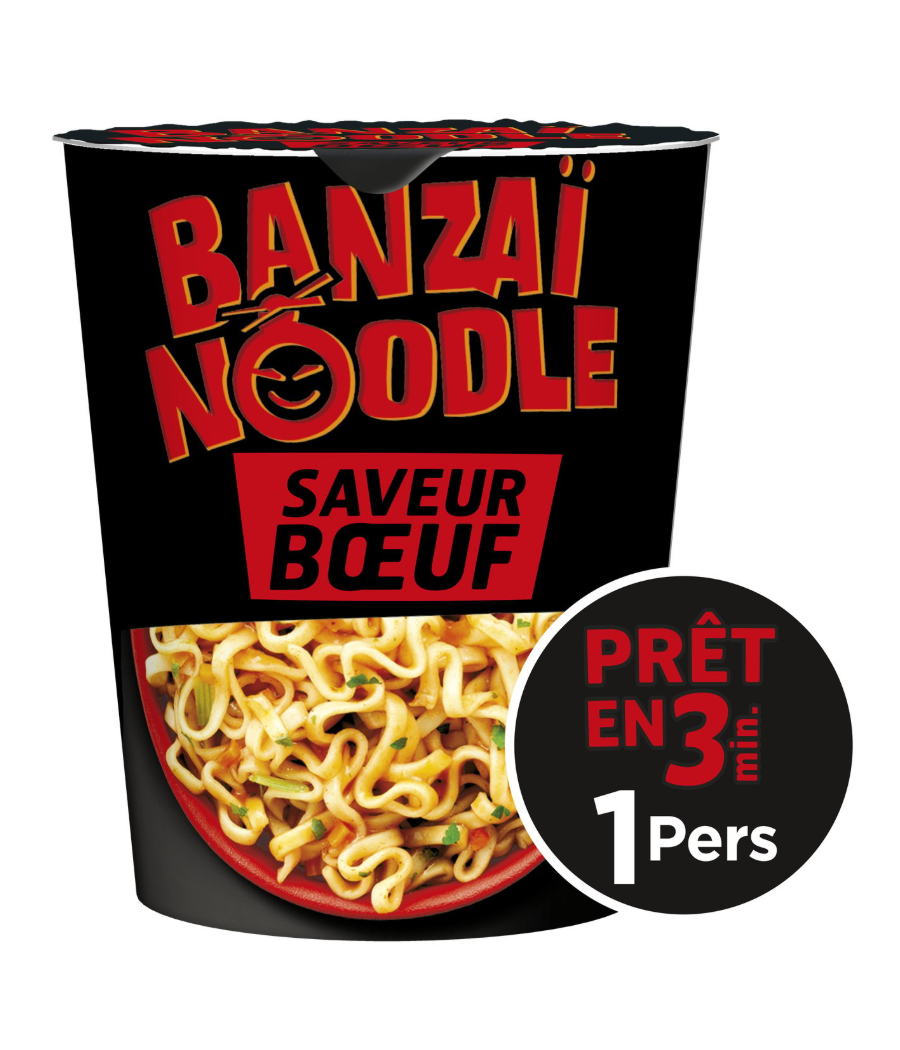 NOUILLES INSTANTANE SAVEUR BOEUF BANZAI NOODLE 67G