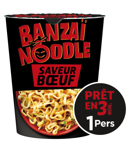 NOUILLES INSTANTANE SAVEUR BOEUF BANZAI NOODLE 67G