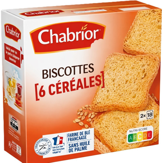 BISCOTTES AUX 6 CEREALES CHABRIOR X36 300G