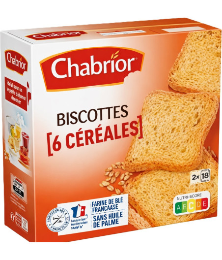 BISCOTTES AUX 6 CEREALES CHABRIOR X36 300G