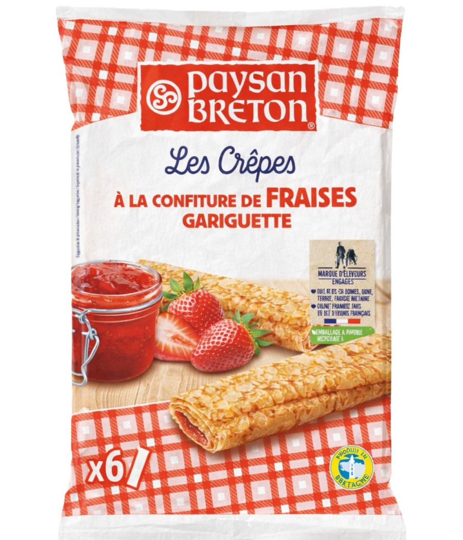 CREPES A LA CONFITURE DE FRAISES PAYSAN BRETON X6 180G