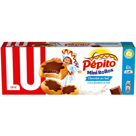 BISCUITS MINI ROLLOS CHOCOLAT AU LAIT PÉPITO LU 225G