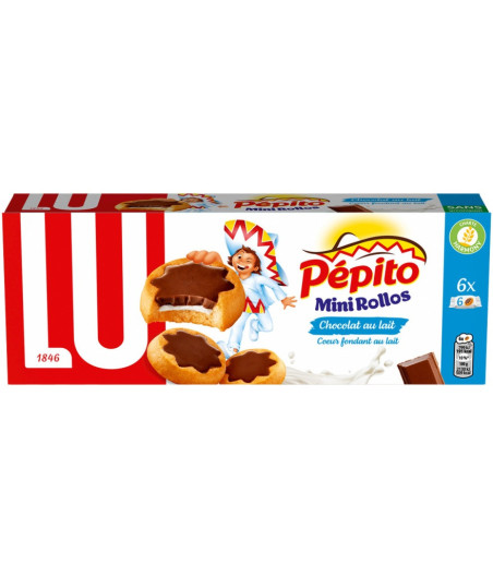 BISCUITS MINI ROLLOS CHOCOLAT AU LAIT PÉPITO LU 225G