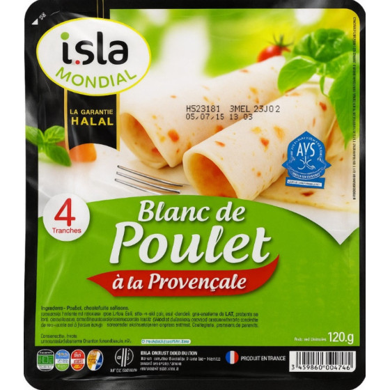 BLANC DE POULET A LA PROVENCALE ISLA MONDIAL 120G