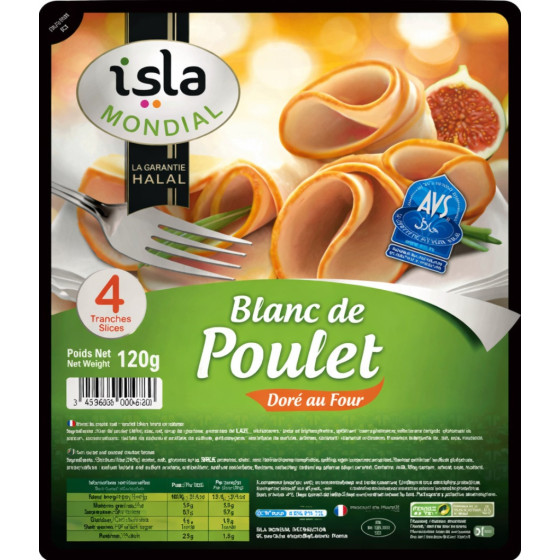 BLANC DE POULET DORE AU FOUR ISLA MONDIAL 120G