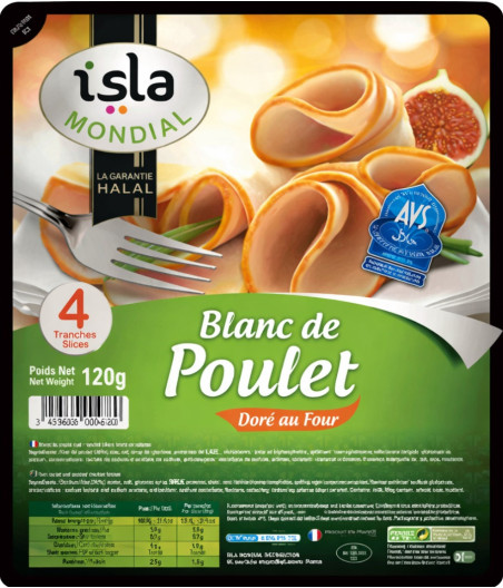 BLANC DE POULET DORE AU FOUR ISLA MONDIAL 120G