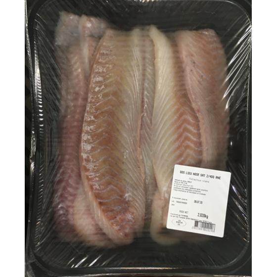 FILET DE LIEU NOIR CALIBRE 150/400 PECHE EN OCEAN ATLANTIQUE NORD-EST