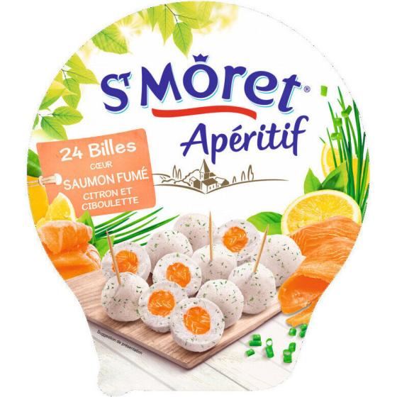 FROMAGE APERITIF AU COEUR SAUMON FUME, CITRON ET CIBOULETTE ST MORET 100G