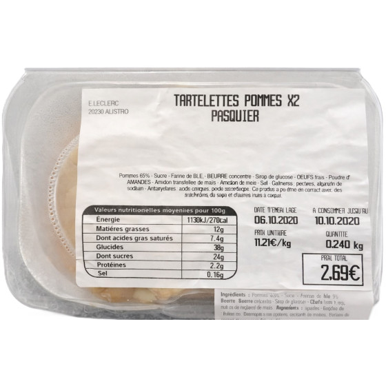 TARTELETTES POMMES 240g