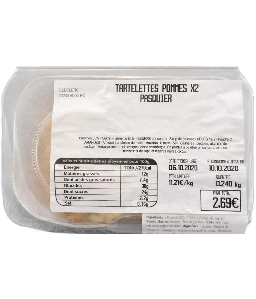 TARTELETTES POMMES 240g