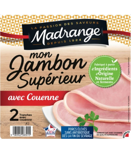 JAMBON SUPERIEUR AVEC COUENNE MADRANGE 80G
