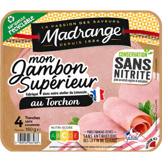 JAMBON SUPERIEUR AU TORCHON MADRANGE 160G