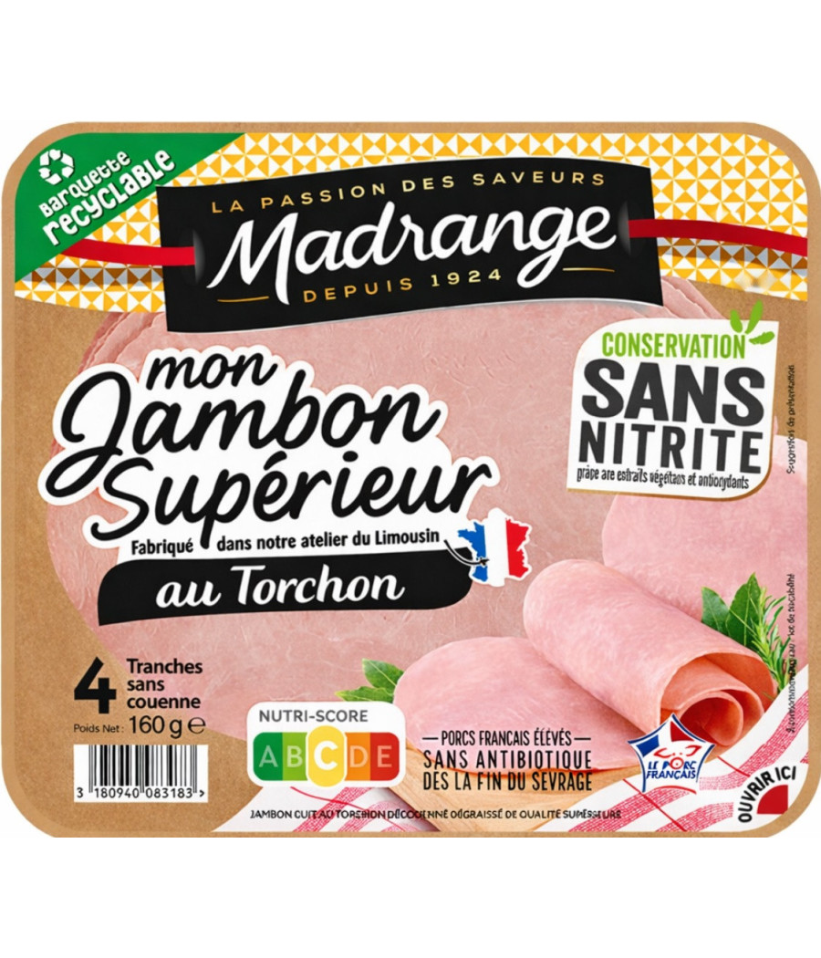 JAMBON SUPERIEUR AU TORCHON MADRANGE 160G