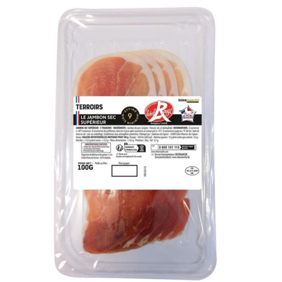 JAMBON SEC LABEL ROUGE 100G
