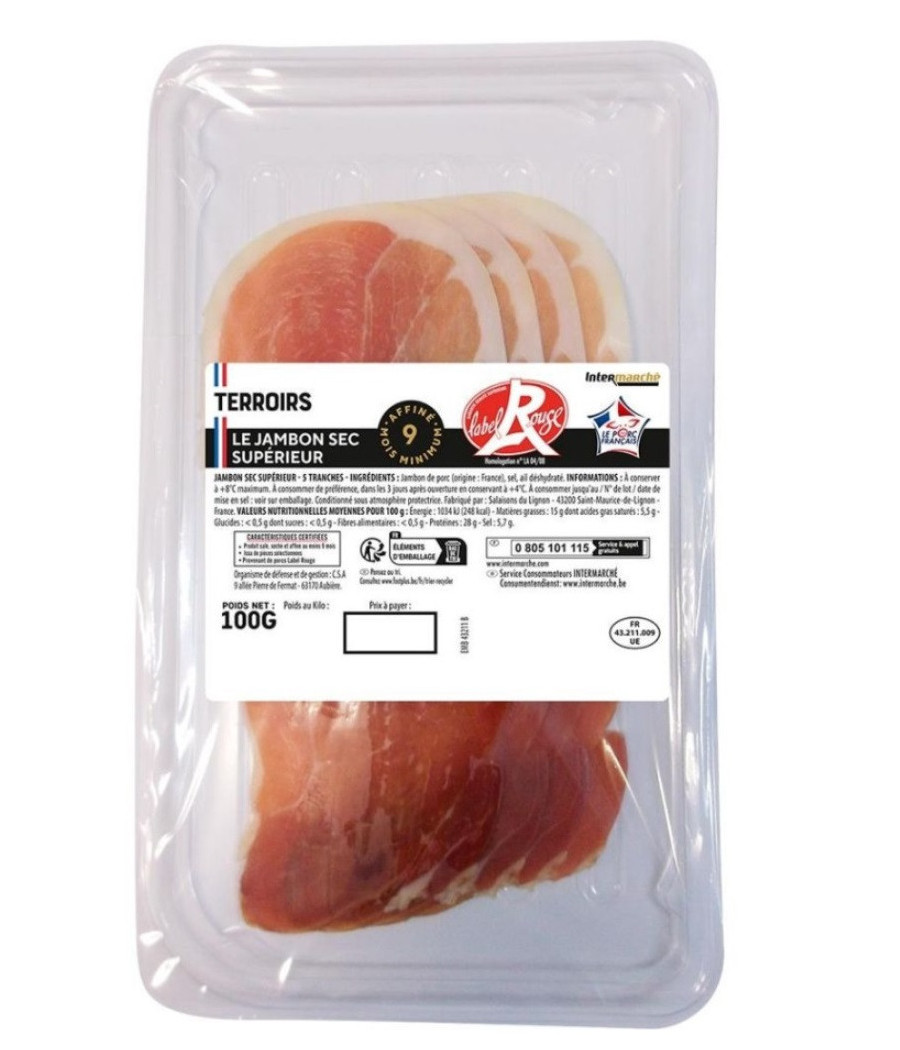 JAMBON SEC LABEL ROUGE 100G