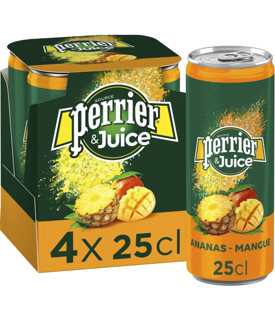 EAU GAZEUSE AROMATISEE ANANAS MANGUE MAISON PERRIER 4X25CL