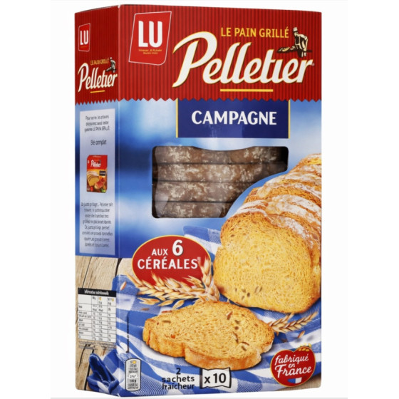 PAIN GRILLE DE CAMPAGNE AUX 6 CEREALES PELLETIER 240G