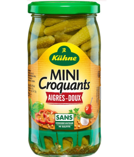 CORNICHONS MINI CROQUANTS AIGRE-DOUX KUHNE 330G
