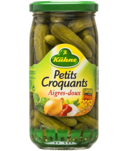 CORNICHONS PETITS CROQANTS AIGRES-DOUX KUHNE 185G