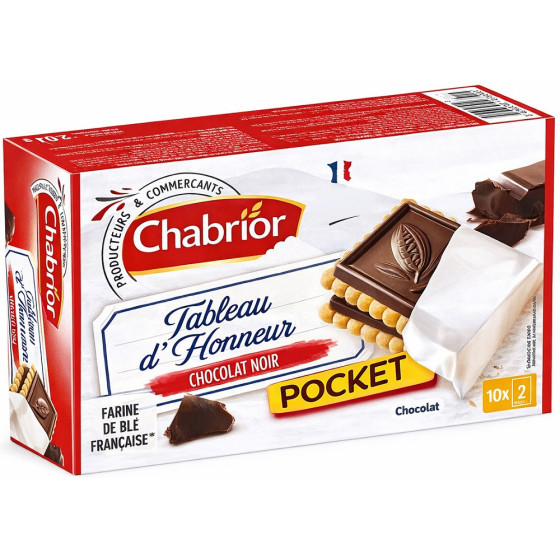 BISCUITS TABLEAU D'HONNEUR POCKET CHOCOLAT NOIR CHABRIOR 250G