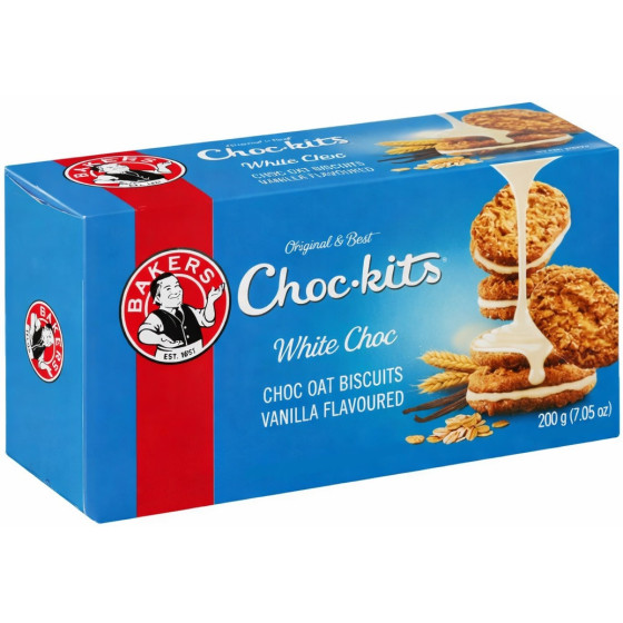 BISCUITS CHOC KITS CHOCOLAT BLANC VANILLE BAKERS 200G