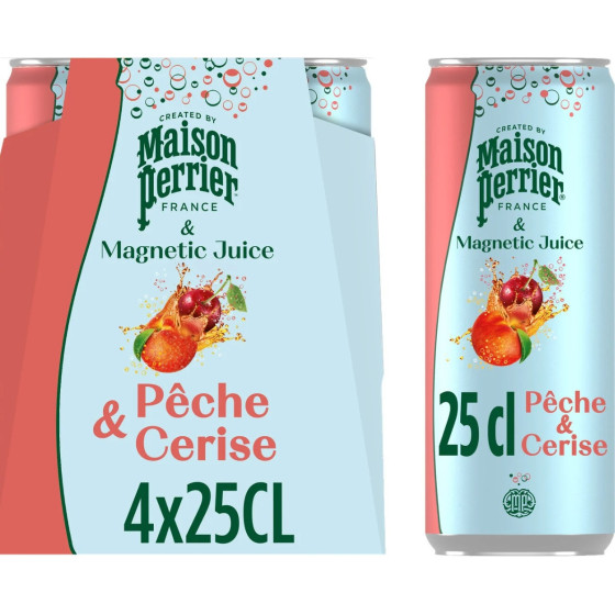 EAU MINERALE GAZEUSE PECHE CERISE MAISON PERRIER 4X25CL