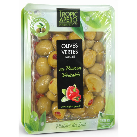 OLIVES VERTES FARCIES AU POIVRON VERITABLE TROPIC APERO 200G