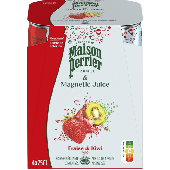 EAU GAZEUSE AROMATISEE FRAISE KIWI MAISON PERRIER 4X25CL