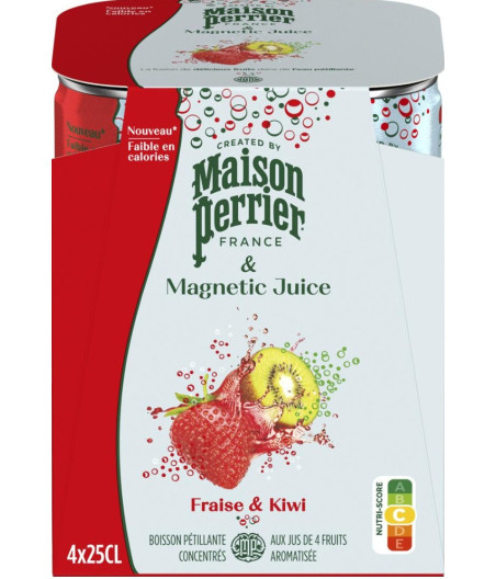 EAU GAZEUSE AROMATISEE FRAISE KIWI MAISON PERRIER 4X25CL