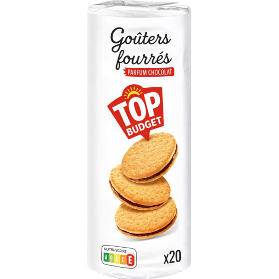 BISCUITS GOÛTER FOURRÉS CHOCOLAT TOP BUDGET 500G