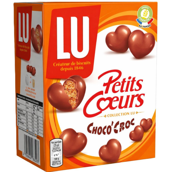 BISCUITS PETITS COEURS CHOCO'CROC LU 90G