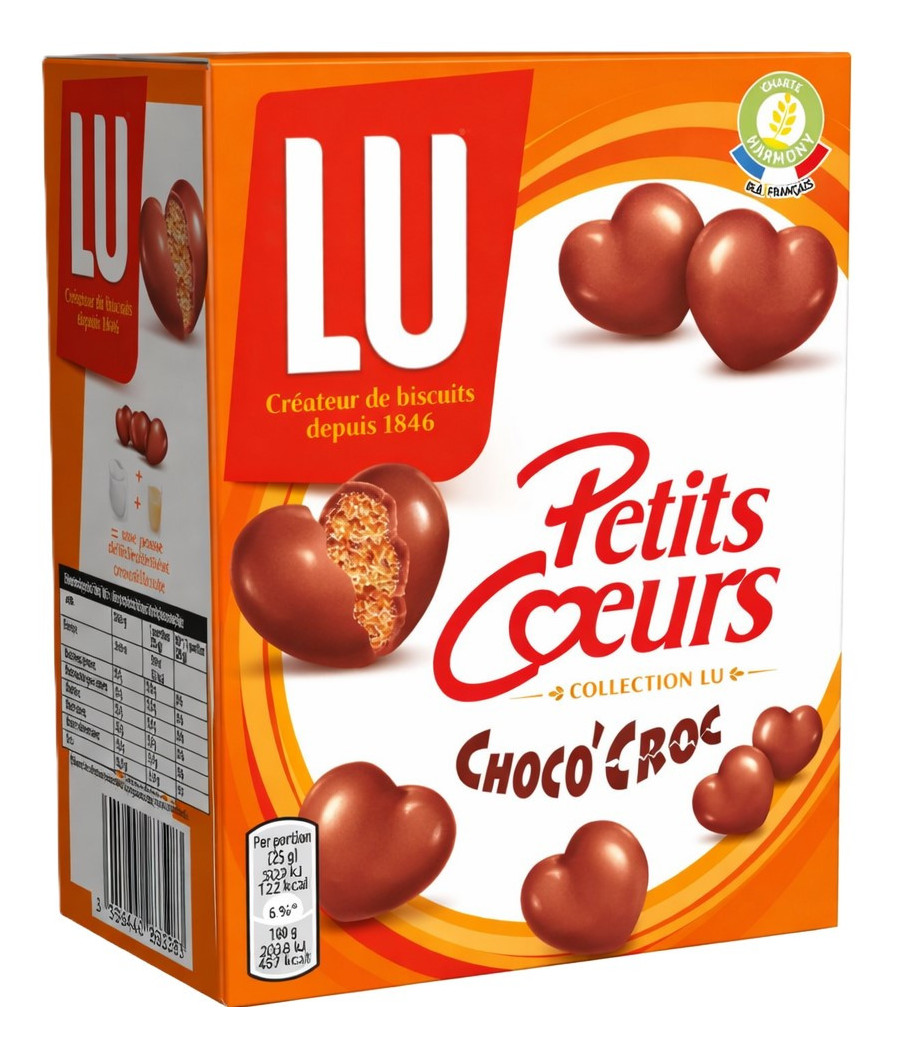 BISCUITS PETITS COEURS CHOCO'CROC LU 90G