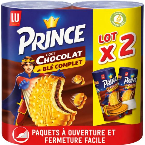 BISCUITS PRINCE GOÛT CHOCOLAT LU 2X300G