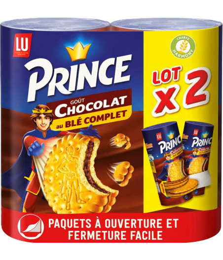 BISCUITS PRINCE GOÛT CHOCOLAT LU 2X300G