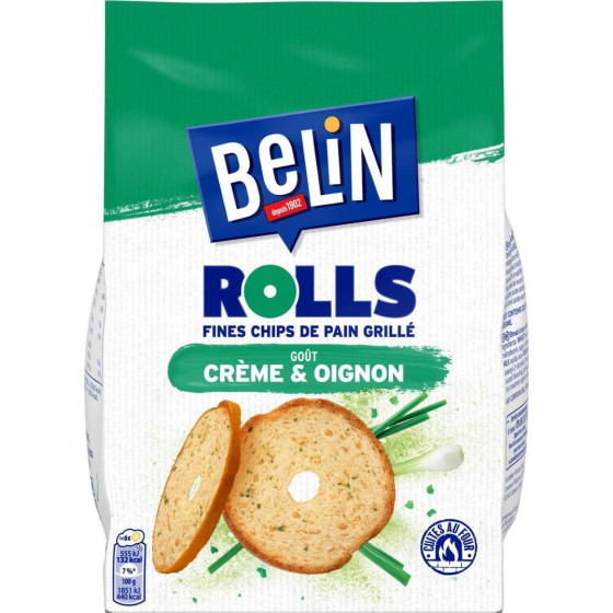 CHIPS DE PAIN FINES GRILLE GOUT CREME ET OIGNON ROLLS 150G
